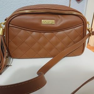 Joy & Iman Brown quilted Tassel crossbody
